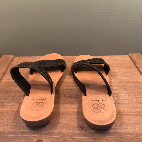 Daisy Fuentes Womens Black Slip On Open Toe Sandals Size 7.5M - Picture 4 of 8